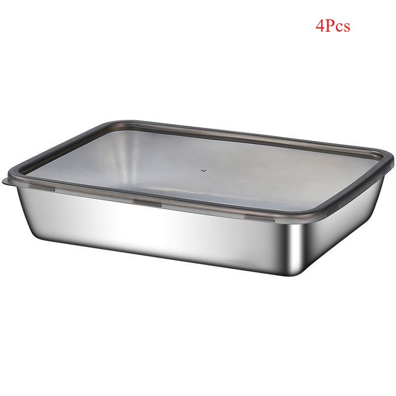 Контейнер для хранения из нержавеющей стали, контейнеры для хранения мяса и продуктов в холодильнике с крышкой, органайзер для холодильника, контейнер для хранения на кухне