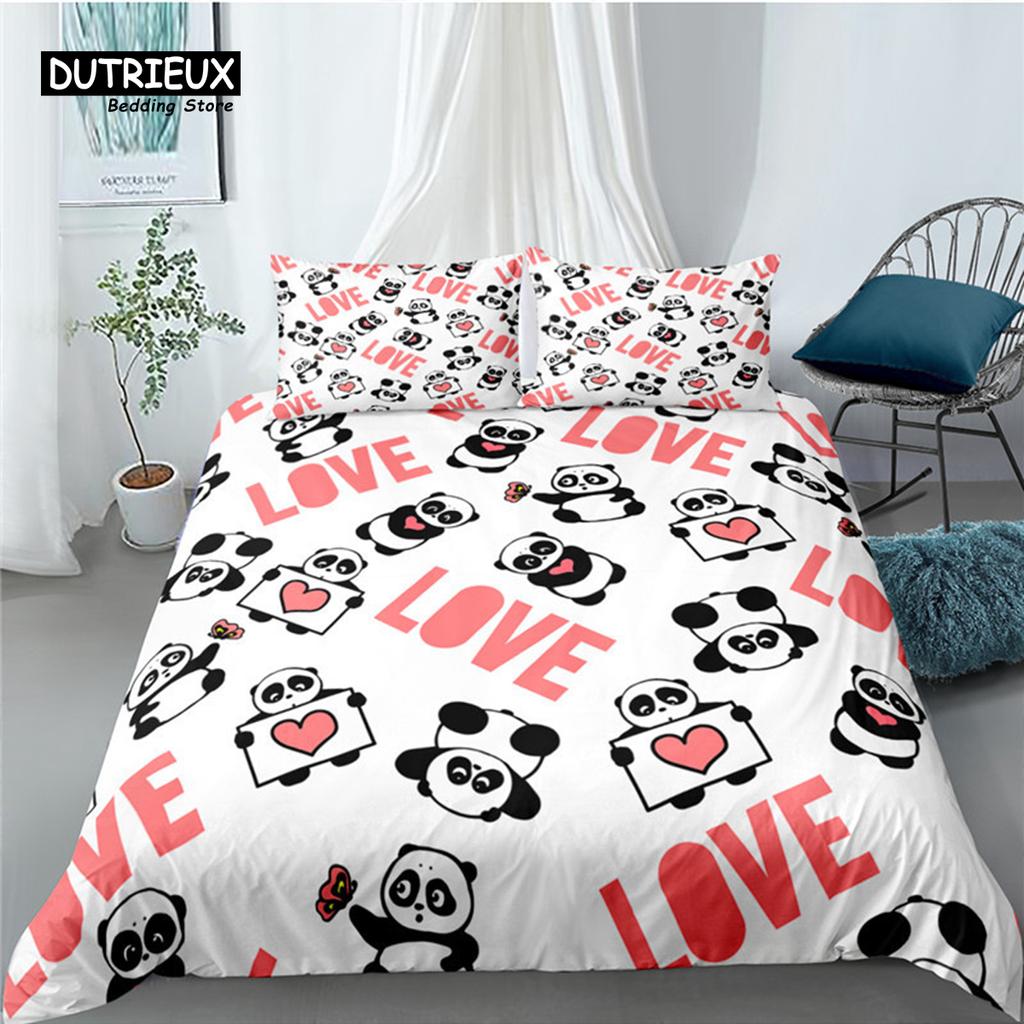 Мультяшные животные Постельное белье Набор для детей Детей Принт Панды Динозавра Пододеяльник Набор Чехол для одеяла с наволочкой Декор спальни