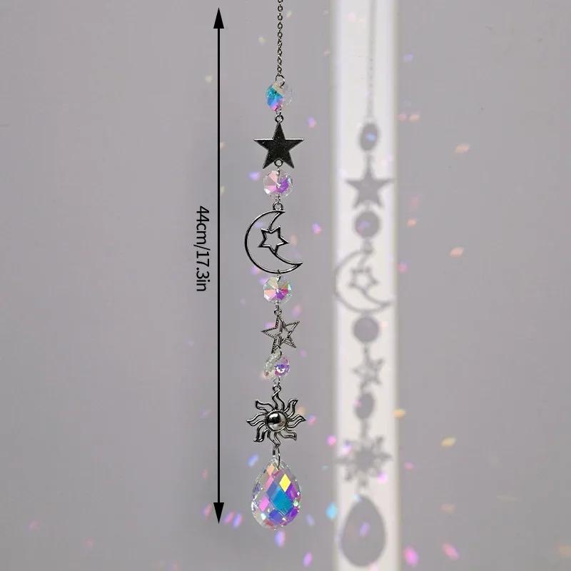 Crystal Suncatcher Sun Moon Tree Wind Chime Prisms Hanging Angel Butterfly Pendants Rainbow Chaser Garden Decor Window Drop Bell
