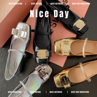 Продолжить производить~ 2025 кожаные балетки женские французские с мелким вырезом на плоской подошве с ремешком Мэри Джейн туфли