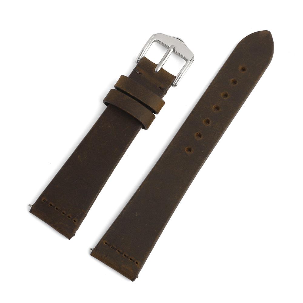 17mm 19mm 20mm Vintage Leather Watch Strap Blue Red Green Colors Crazy Horse Leather With Quick Release Replacement Watchband