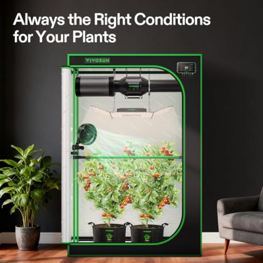Комплект умной палатки для выращивания Smart Pro 2x4 Полная система для выращивания с WiFi-интегрированным автоматическим управлением Светодиодный светильник для выращивания 2-в-1 с регулируемым спектром