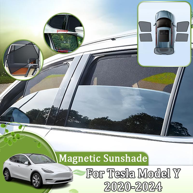 Magnetic Sunshield Mesh Sunshades For Tesla Model Y 2024 Sun Shade Visors Protection Anti-UV Auto Accessorie