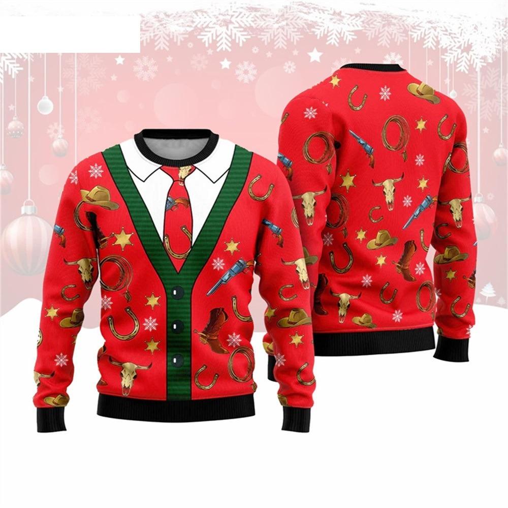 Christmas Fake Cardigan Pullover Man Pullover 3D PrintNew Year Party Sweatshirt Women Party Birthday Christmas Pullovers Kids Tops