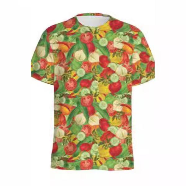 Summer 3D Vegetable Printed Casual Comfortable Fashionable Plus Size T-shirt- Soft Medium Elastic Polyester Fiber Fabric Summer Loose Casual Wear