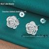 Camellia Silver Rose Earrings for Women - West Lake Beauty
