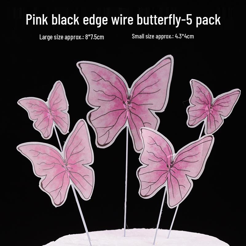 Топпер для торта «Бабочка с золотым краем»: Креативный розовый дизайн для дня рождения богини