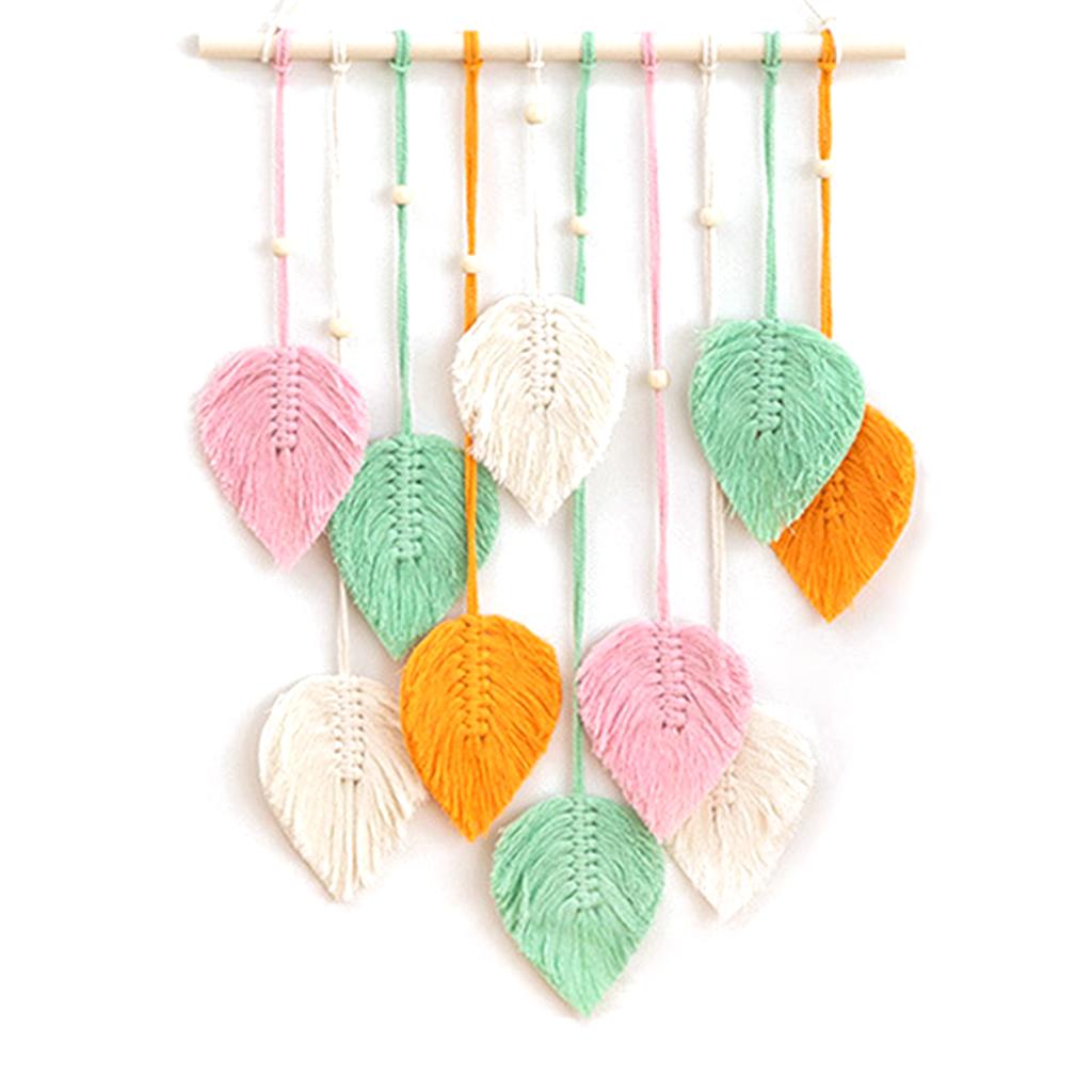 Настенный гобелен ручной работы из листьев в стиле бохо, подвесной кулон, поделки, подвесной подарок для ребенка