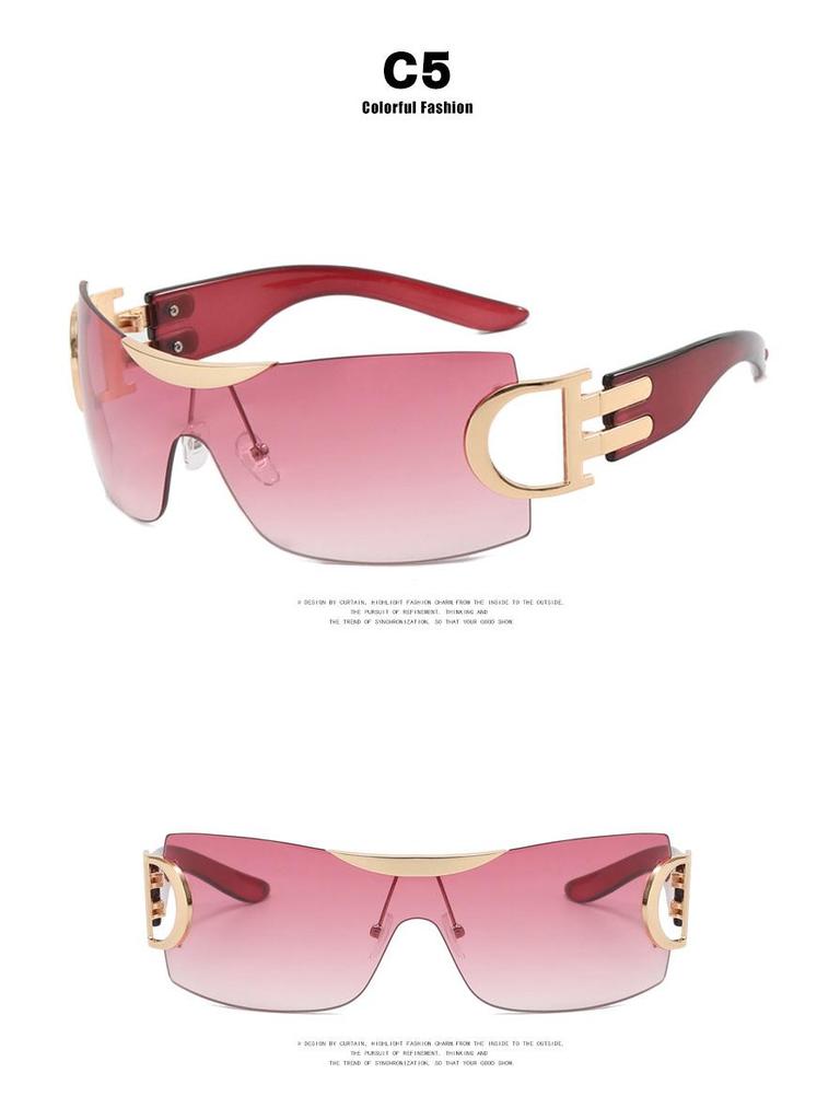 Большие безободковые солнцезащитные очки Y2K 2022 - Футуристичный спортивный дизайн