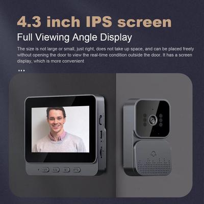 4,3-дюймовый IPS-экран 1080P ИК-ночное видение Глазок камеры Бытовая безопасность Дверной звонок Беспроводная домофонная видеодомофон
