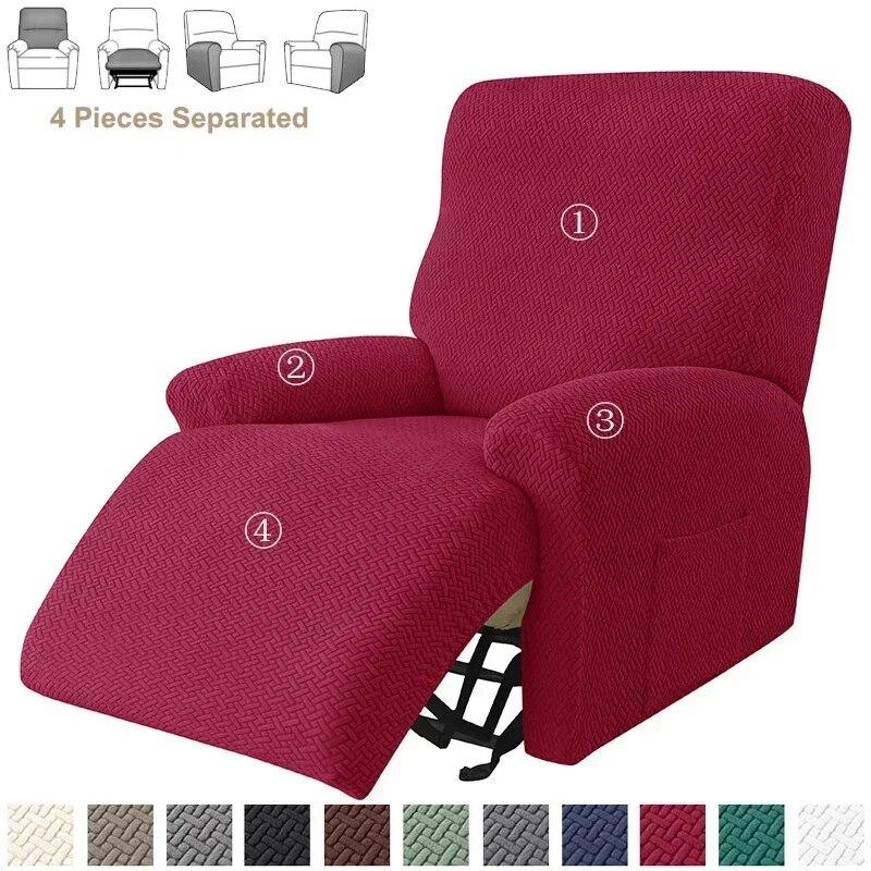 1/2/3 Seater Jacquard Recliner Sofa Cover Stretch Solid Color Armchair Covers Living Room Lazy Boy Couch Slipcovers Funda Sofa