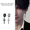 American Stainless Steel Cross Ear Clips: Hip-Hop Style, Handsome Design, No Piercing Needed for Boys.