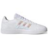 Adidas Grand Court TD Белые переливающиеся женские кроссовки Cloud-White Почти-розовые GW7181