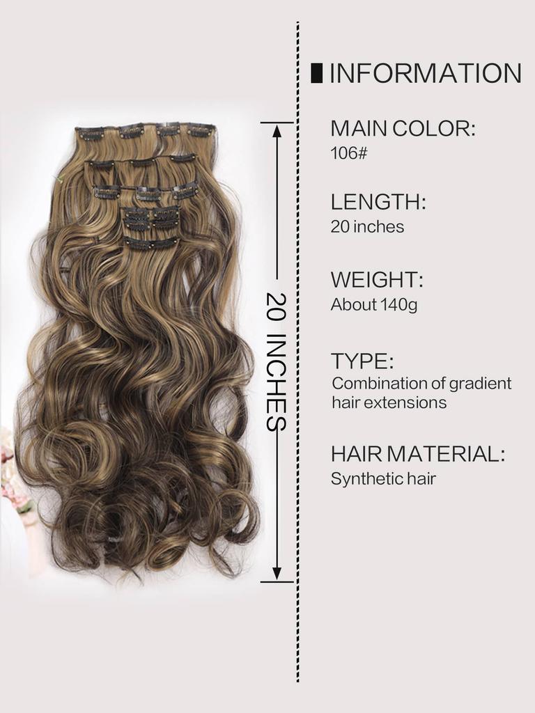 20 Inch Long Roll Hair Extensions with 6 Pieces Per Set of 16 Card Synthetic Hair Extensions