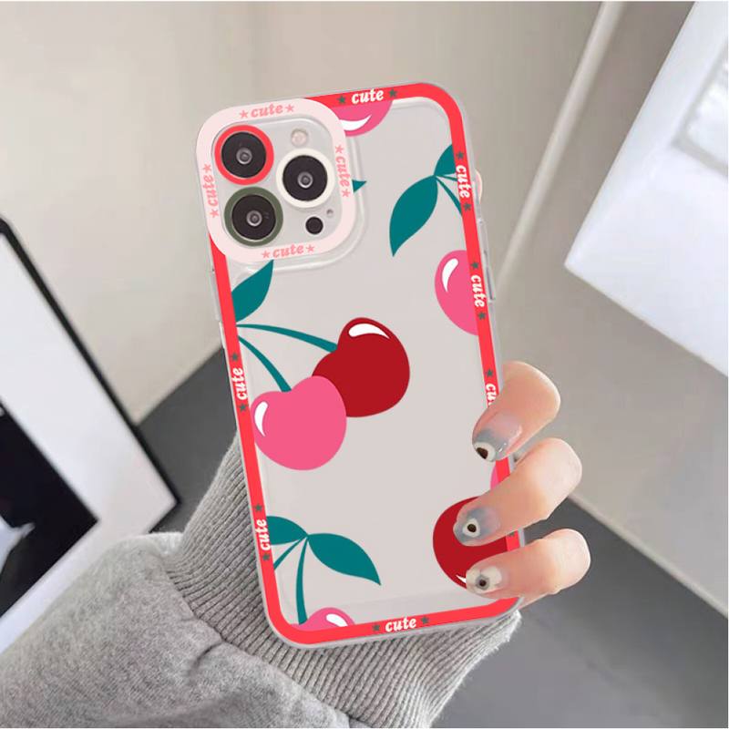 Милый Чехол-Клубника-Вишня для iPhone 11 12 13 Mini Pro Max 14 Pro Max Чехол-накладка