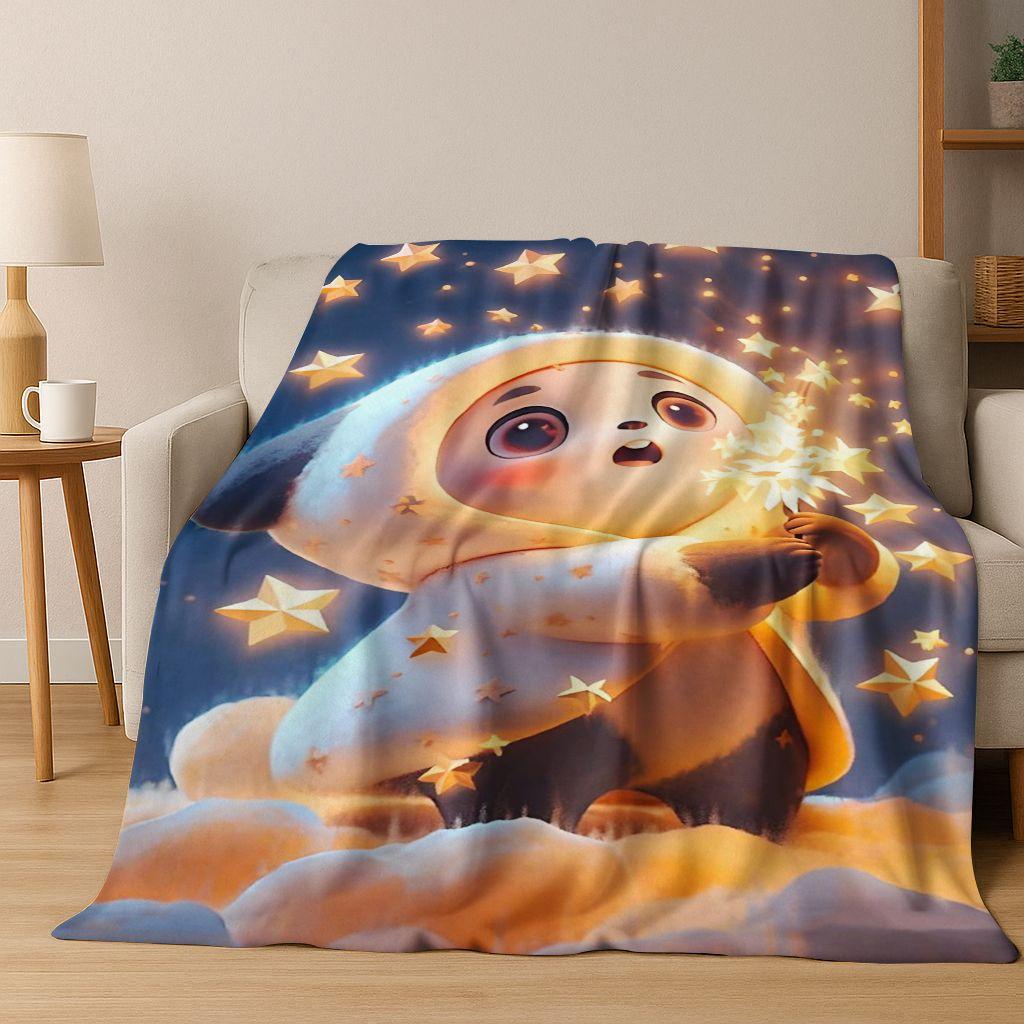 2026 New Dream Panda Cute Cartoon Art Flannel Blanket,Cozy Soft Throw Blanket for Home Bedroom Bed Sofa Picnic Cover Gift Kids