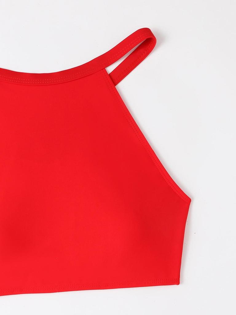 Европейское и американское спортивное бикини: Сексуальный кроп-топ-бандо с элегантной спинкой и раздельным дизайном купальника