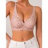 Women S Plus Size Seamless Deep V Leopard Print Thin Underwire Free Bra