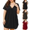 Женская домашняя одежда, ночная рубашка, укороченная домашняя пижама с v-образным вырезом и короткими рукавами