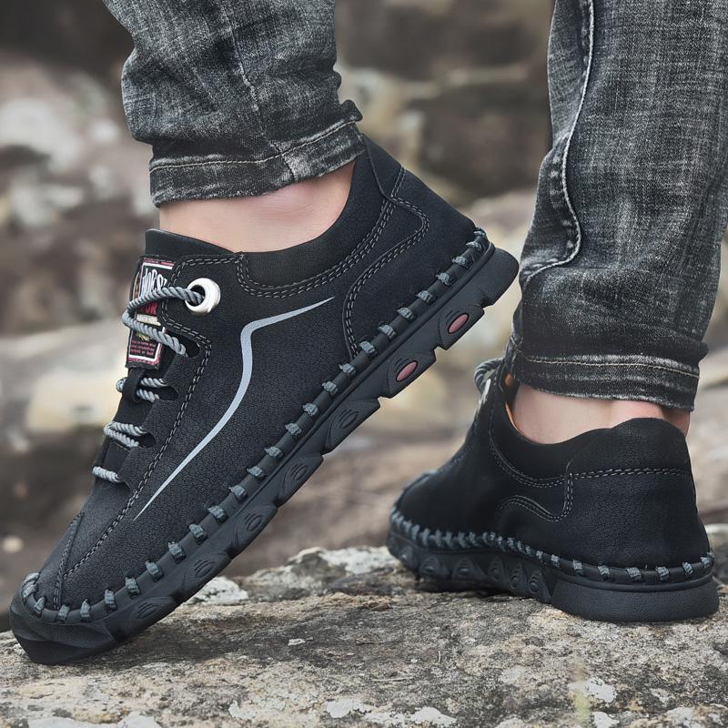 Модная мужская деловая повседневная обувь из воловьей кожи, модельные туфли для бега и пешего туризма на плоской подошве больших размеров