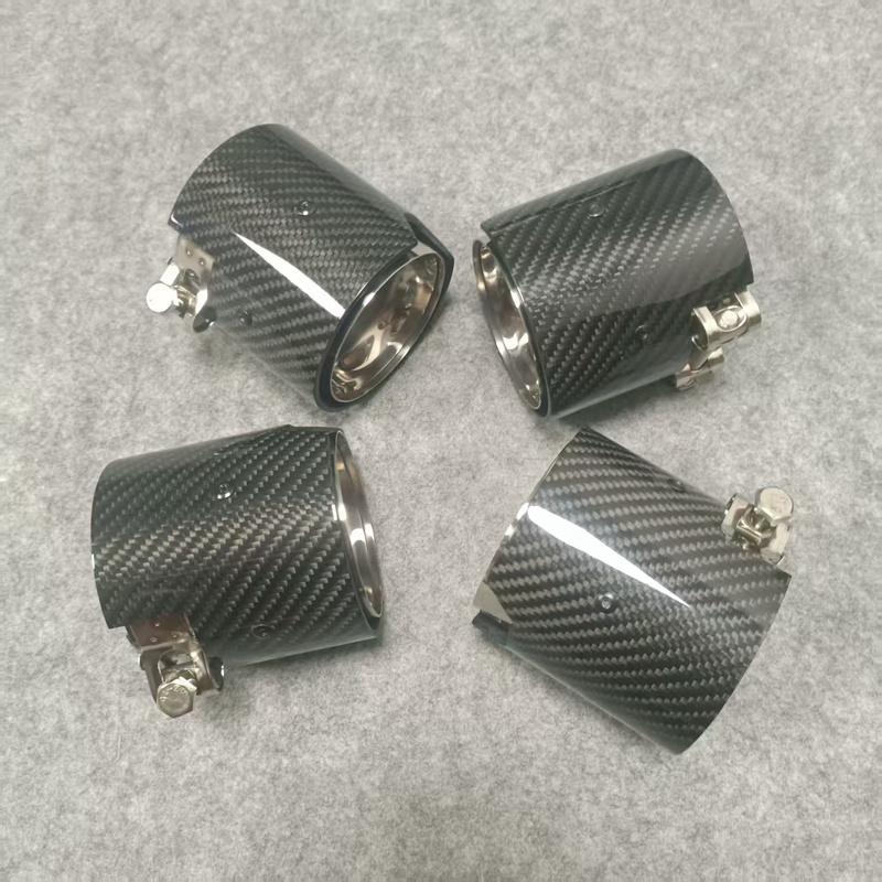 90mm Long Silver Carbon Fiber Exhaust Tip for BMW M2 M3 M4 M5 M6, F87 F80 F82 F83 F90, G80 G82 G83
