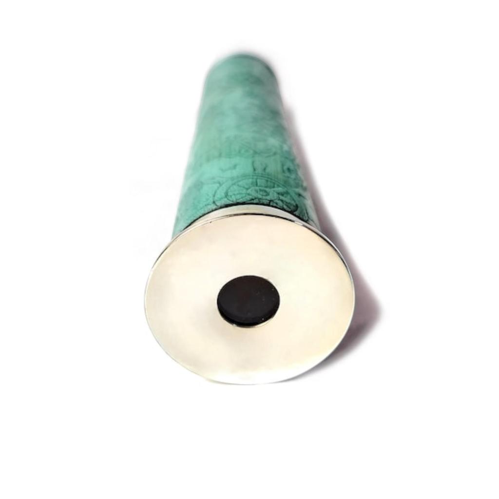 Custom Brass Kaleidoscope with Leather, Personalized Gift for Dads Men Women, Kids Birthdays, Christmas Decor, Minimalistic (Green Leather)