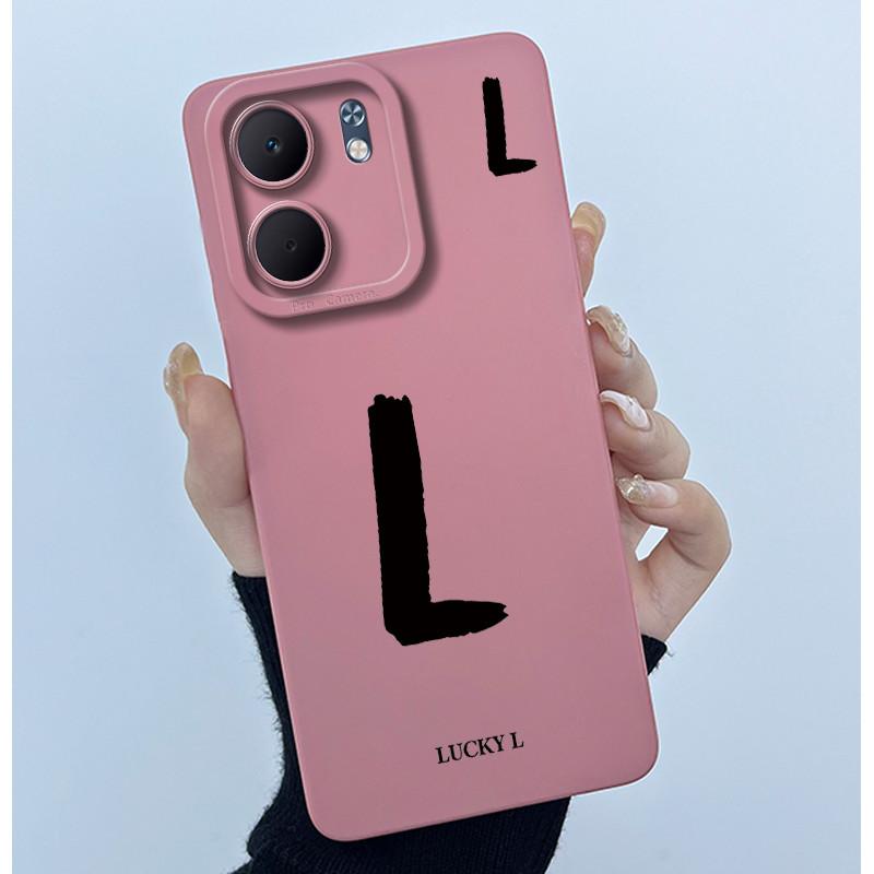 For OPPO A5x CPH2725 Cover Case Lucky Initial Letter Couple Silicone Soft Matte Phone Bumper for Oppo A5x 4G 5G 2025 Casing