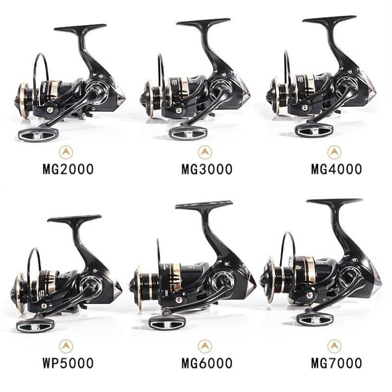 Спиннинговая катушка Mavllos MG Скорость 5.2:1 Плавный Дальний Заброс Сверхпрочный для Крупной Рыбы Металлический Корпус с ЧПУ Двойные Подшипники Рыболовная Катушка