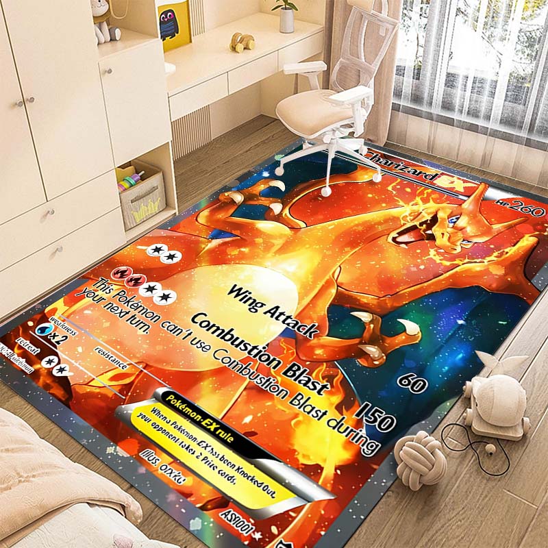 1PC Pokémon Game Cards Print Carpet for Living Room Bedroom Kid's Room Home Decor Area Rug Non-slip Mat Sofa Cloakroom Mat