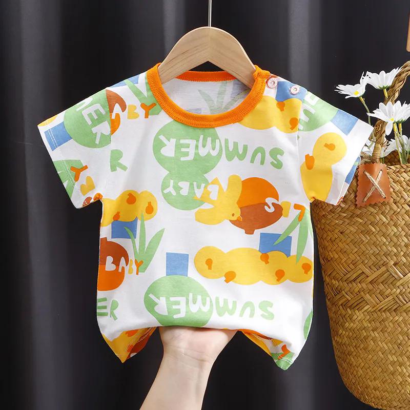 Summer Kids Cute Printing T Shirts Short Sleeve Tops Korean Style O-neck Loose T Shirts for Children Girls and Boys