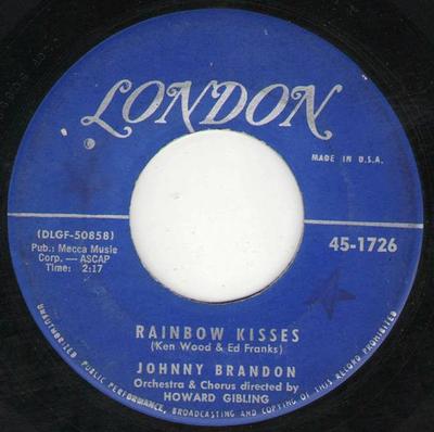 7-дюймовая пластинка JOHNNY BRANDON - Rainbow Kisses / Winnie She Wait For 451726 London Records 1957 США Джаз Б/У