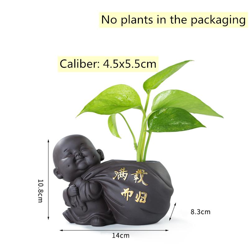 1 шт., керамический чайный питомец, маленькая статуя Будды, фигурка монаха, украшения, настольный цветочный горшок, фиолетовые керамические украшения, чайные аксессуары