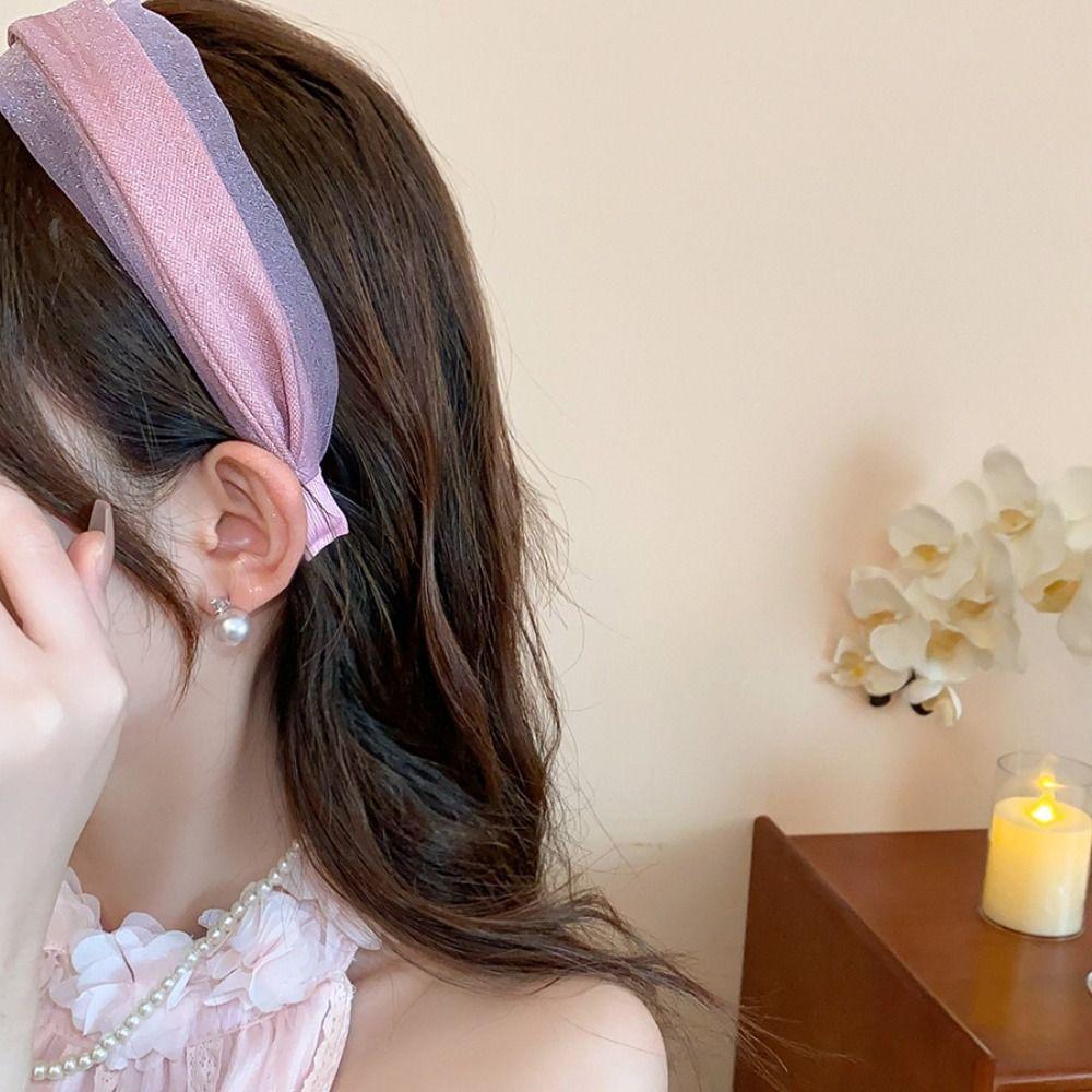 Korean Style Chiffon Headband Sweet Wide Edge Hairband Elegant Women Hair Hoop Women/Lady