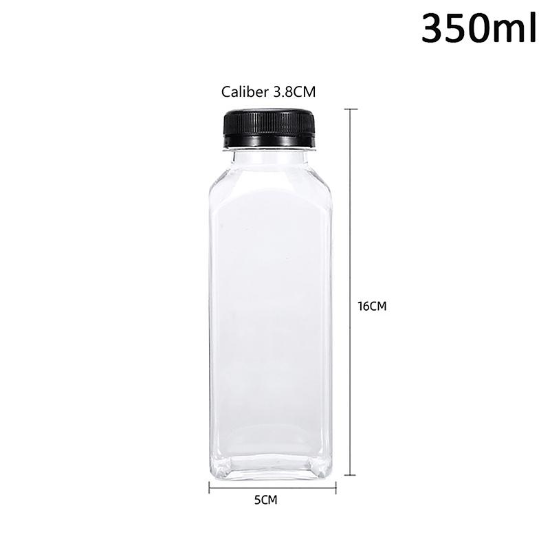 Пустые пластиковые квадратные бутылки для сока с крышками Бутылки для воды Прозрачные контейнеры для напитков с крышками Бутылка для джема из-под молока