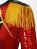 Kids Girls Carnival Party Circus Ringmaster Costume Long Sleeve Sequin Dress with Mini Top Hat Dancewear