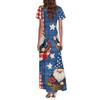 Женские повседневные модные платья с принтом ко Дню независимости, платья с коротким рукавом и V-образным вырезом