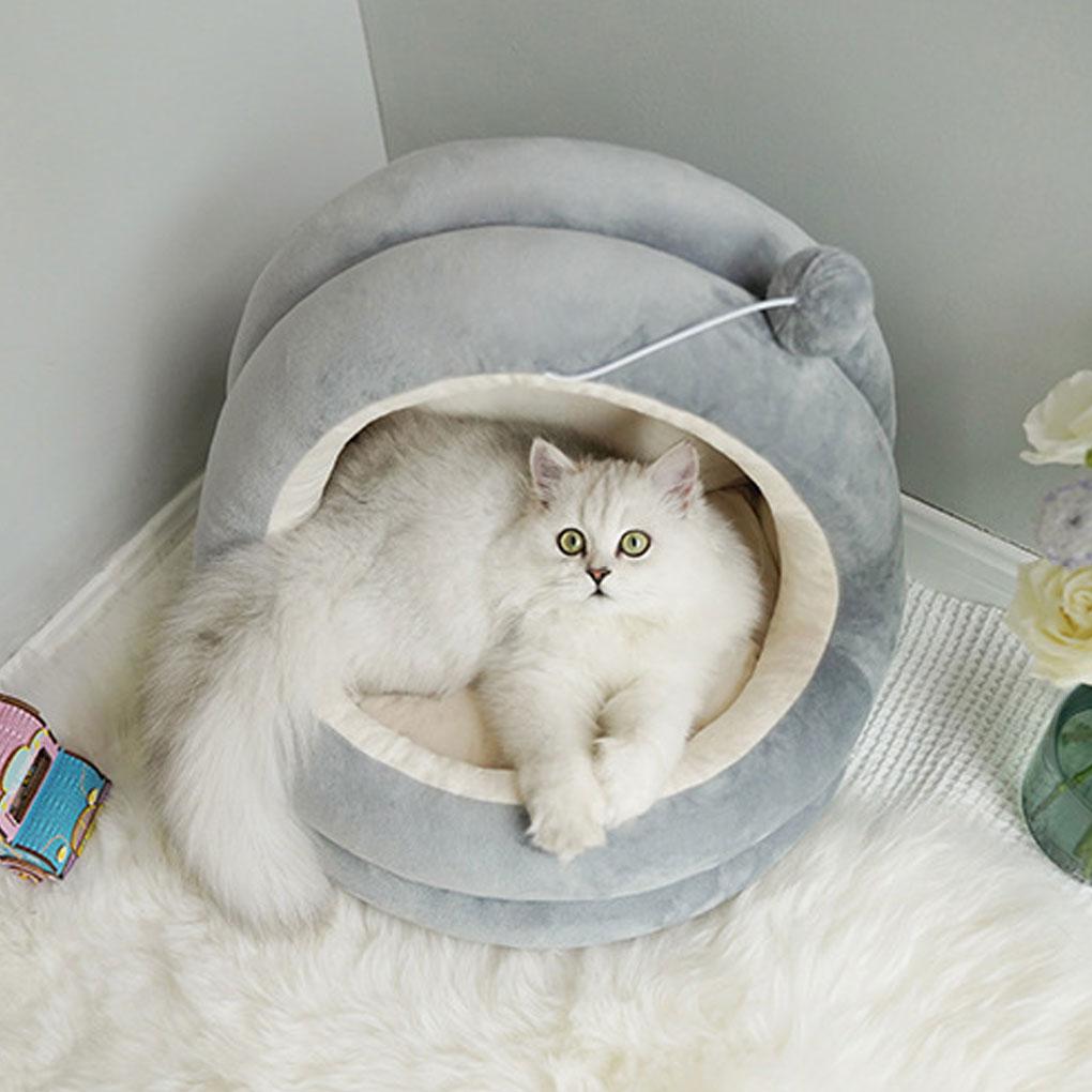 Палатка-пещера для питомца, кровать, домик для маленьких собак, плюшевое гнездо для котят, зимний теплый дом для сна, для дома, улицы, товары для домашних животных