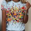 Fashion Women Colour Graffiti Print T Shirt Funny Casual O-neck Short Sleeves T-shirt Summer Female Tee Shirt