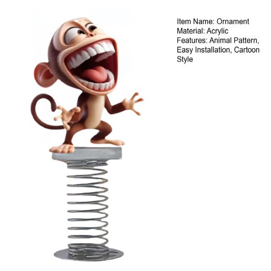 Качающееся украшение в виде животного, 2D акриловое украшение в виде обезьяны на пружине, мультяшный кролик, украшение на приборную панель автомобиля для декора дома, офиса, стола