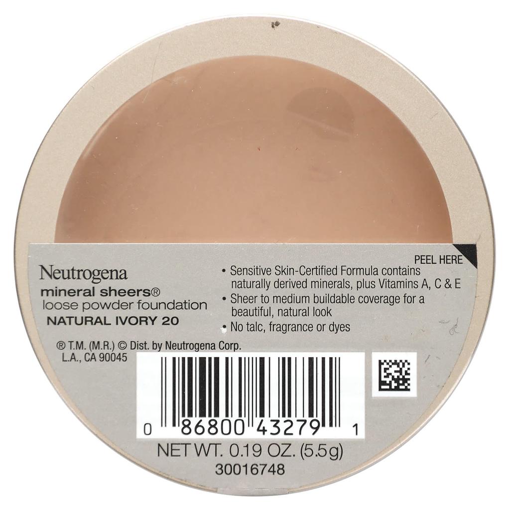 Neutrogena Рассыпчатая минеральная пудра, оттенок Natural Ivory 20, 5,5 г (0,19 унций)