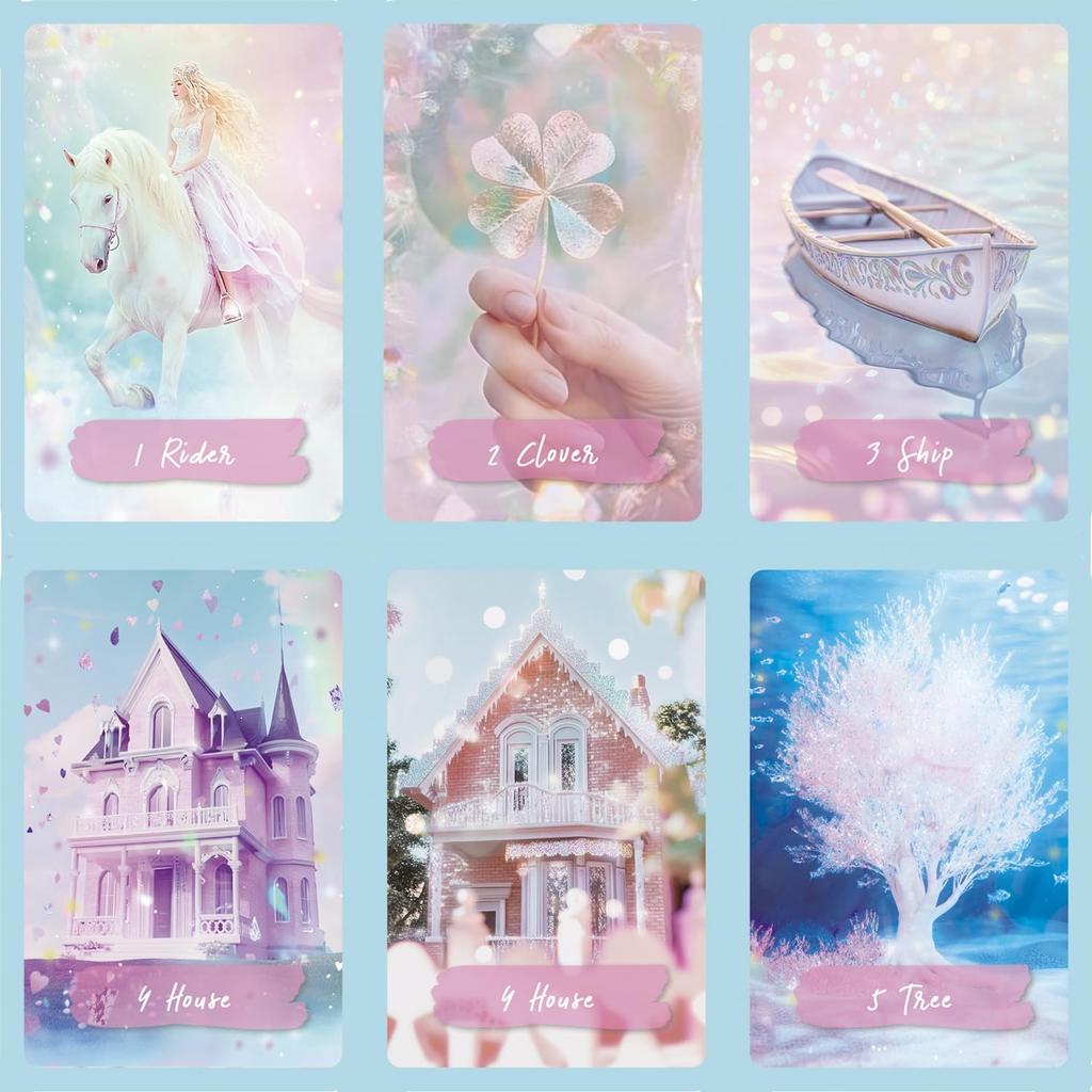 [Officially Imported, Limited Quantity] Girl's Dream Lenormand | Lenormand Cards, 49-Piece Set [Includes Drawstring Pouch] | 56 X 87mm Black Cardstock