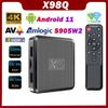 X98Q Smart TV BOX Android 11 Amlogic S905W2 Quad Core 2.4G 5G Dual Wifi TV BOX 4K HD AV1 Media Player 2G 16GB Set Top Box 1G 8GB