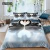 Love Swan Duvet Cover Romantic Bedding Set Microfiber Comforter Cover King Full For Lover Couple Valentine Day Home Room Decor