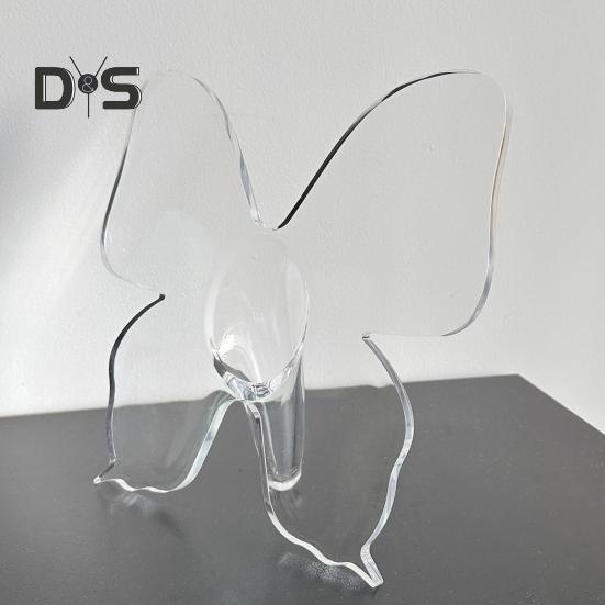 Ваза-бабочка, прозрачная акриловая ваза для цветов, небьющаяся настольная подставка для черенков цветов для домашнего журнального столика, обеденного стола, офиса