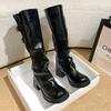 High Heels High Boots Women Platform Chunky Shoes Designer 2026 Winter New Sexy Party Chelsea Motorcycle Boots Pumps