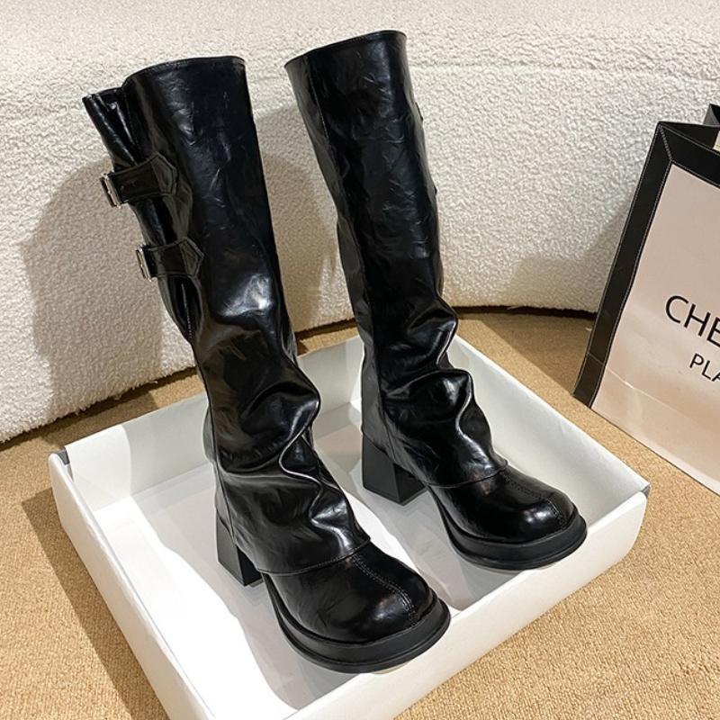 High Heels High Boots Women Platform Chunky Shoes Designer 2026 Winter New Sexy Party Chelsea Motorcycle Boots Pumps