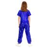 Children Stage Performance Outfit Kids Dance Party Costume Set Metallic Shiny T Shirt with Pants Unisex Ballet Jazz Wear