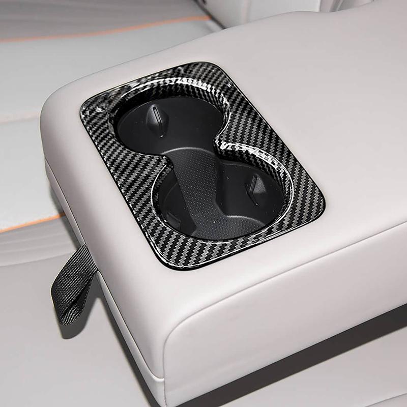 Car Styling Rear Water Cup Holder Frame Decoration Cover Trim For BYD Yuan PLUS Carbon Fiber Color Interior Accessories