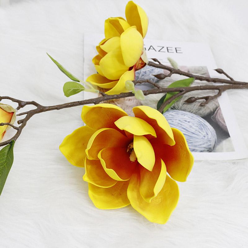3 головки искусственных цветов магнолии Real Touch орхидеи букет имитация цветов ветка свадебное украшение для дома подарок
