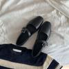 Fashion Spring/Autumn Minimalist Leather Shoes for Women's New One Line Buckle Mary Jane Single Shoes Female's Flat Bottomed Shoe Pumps